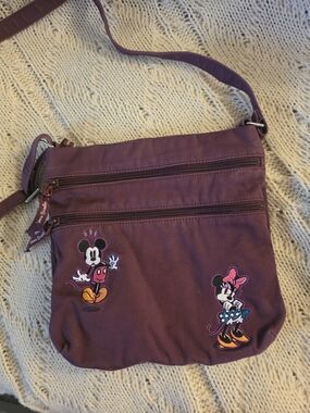 Vera Bradley Maroon Crossbody with Mickey & Minnie Embroidery